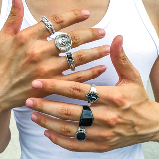 Punk 6 Pcs/Set Skull and Letter Rings for Men Vintage Daily Cool Boy Acessórios Em Anéis De Dedo À Mão 2023 Fashion Jewelry Presentes Masculinos
