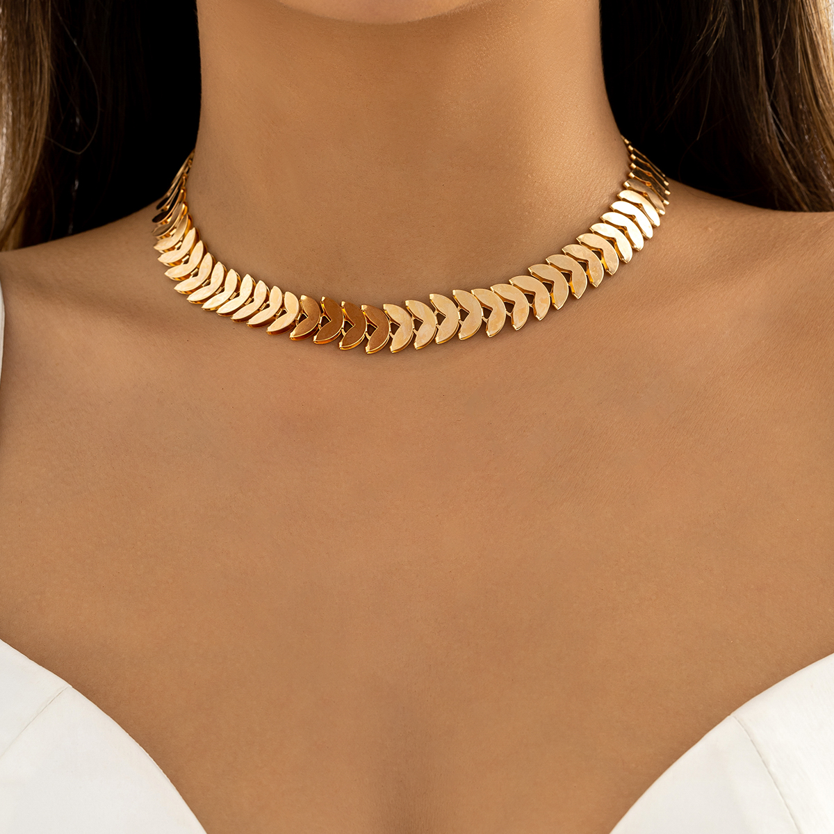 Colar De Corrente De Escala Simples Gargantilha Curta Para Mulheres Ouro Da Tendência Senhoras Elegante No Pescoço Acessórios De Moda 2023 Jóias Decoração Femininas Presentes Meninas