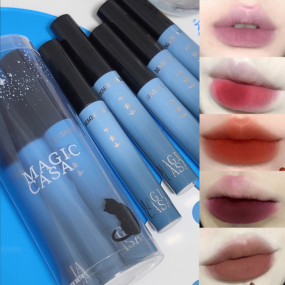 Conjunto de cinco peças de Batom Brilho Labial Romântico Starry Sky Gloss Conjunto de Batom Mate