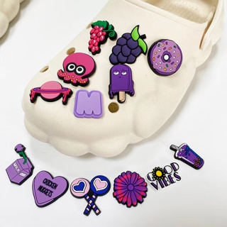 13pcs Purple Cartoon Food Series DIY Sapatos de Buraco Destacável, Acessórios de Embalagem de Praia