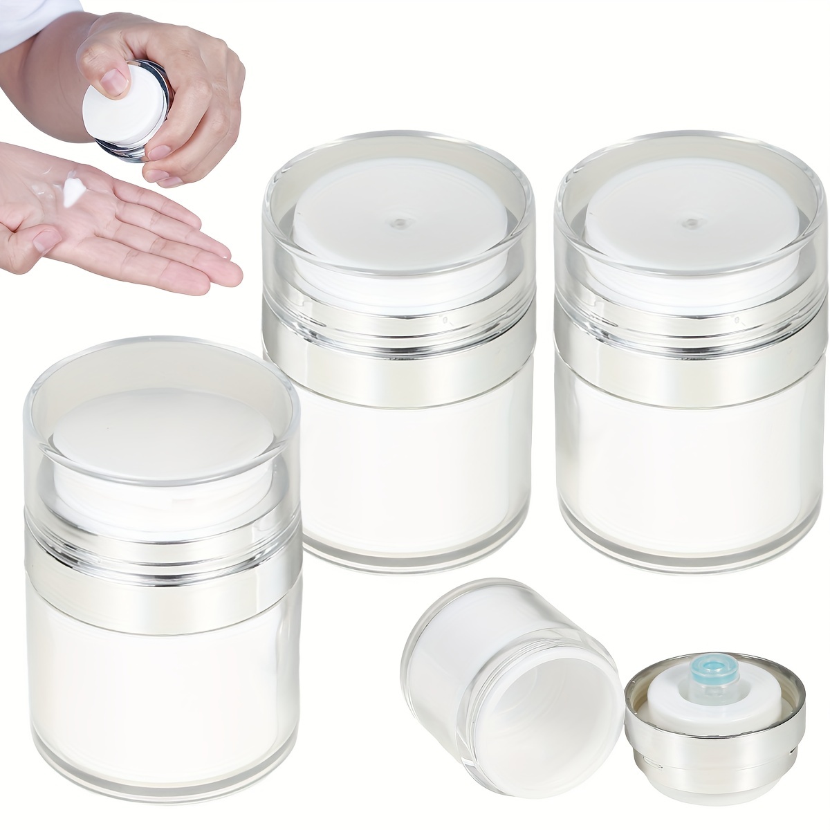 2/1PCScream Frasco De Loção A Vácuo Acrílica Creme Facial Para Os Olhos Prensa