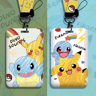 Porta-Cartões De Identificação Com Cordão Fotográficos Estudante Nome Pikachu Capa Para Cartão Fotográfico Ídolo Tng