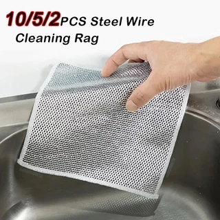 Pano De Limpeza De Cozinha Reutilizável Fio De Aço Antiaderente Trapos De Óleo Para Prato Pote Ferramentas Limpas