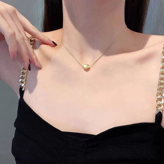 1 Pacote Pingente de Coração Pequeno Dourado Pingente de Coração Pequeno Dourado Moda Francesa Retro Estilo Hipoalergênico de Aço Titânio Colar de Ouro 18k