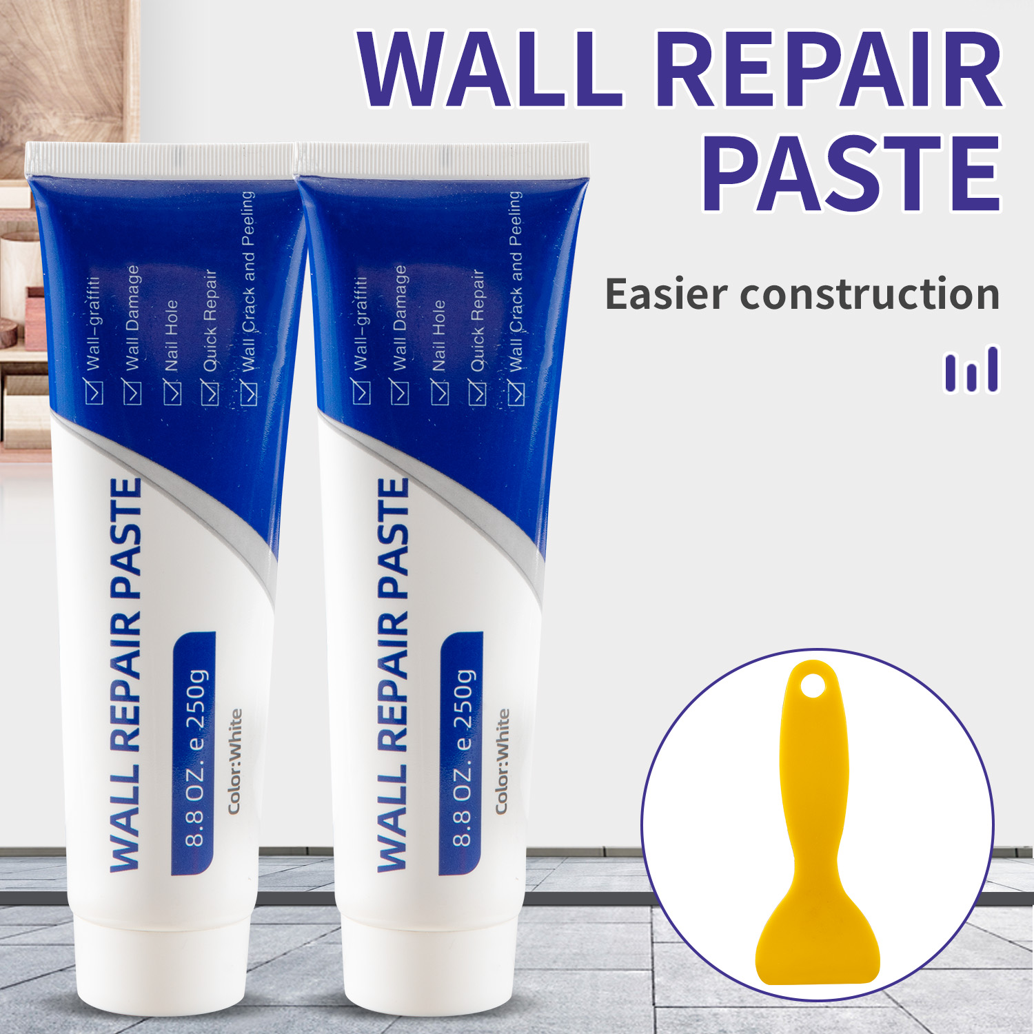 1pcs250g Creme de Reparo de Parede Creme de Reparo de Parede Branco à prova d'água à prova d' água Reparo de Parede Branco à prova d'água Reparo de Parede Descascamento de Furo de Unhas Descascamento de Unhas Descascamento de Parede Branqueamento de Pared