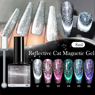 6 Cores 8ml Esmalte Em Gel Olho De Gato Com Brilho Reflexivo Bastão Magnético , Brilhante , Imersão LED UV-Perfeito Para