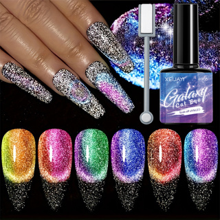 6 Cores 7,3ml 9D Galaxy Starry Sky Effect Conjunto De Polimento Magnético Em Gel Com UV LED Para Olhos De Gato Manicure Nail Art Gift Kit-Bastão Incluído