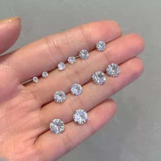 S925 Brincos De Pedra Hao De Prata Orelha Com Um Único Diamante Sem Dormir Simples E Versáteis