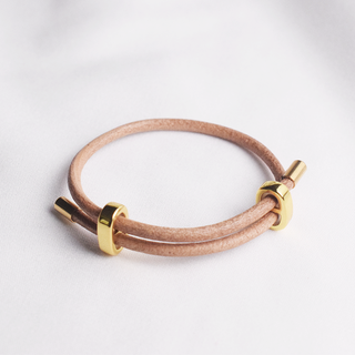 1pc BLKSMTH Pulseira Retráctil de Couro Genuíno com Banho de Ouro para Senhoras