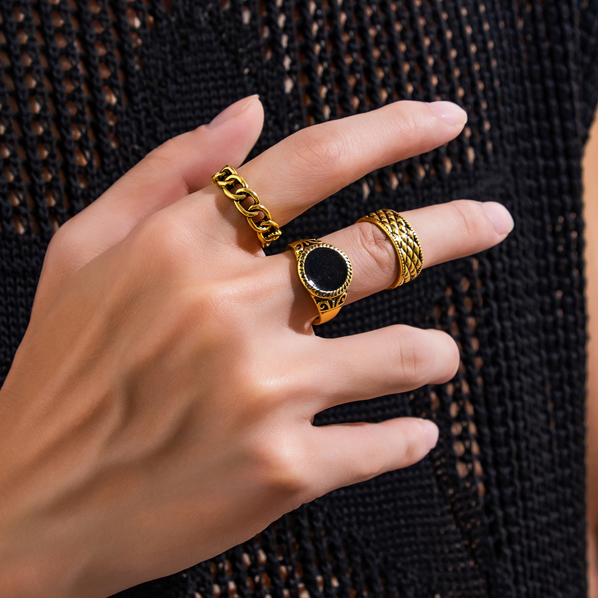 Correntes Vintage Redondas De Desenho De Malhas Conjunto De Anéis Para Homens Acessórios Diários Frios Na Mão De Dedo Masculino 2023 Presentes De Moda Jóias