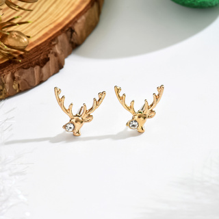 1 Conjunto de Pares Brincos de Alce de Rhinestone Brincos de Natal Todos os Dias Atmosfera de Natal Brincos Temperamento Brincos Simples Adequados para Festa de Natal Feminina Presentes