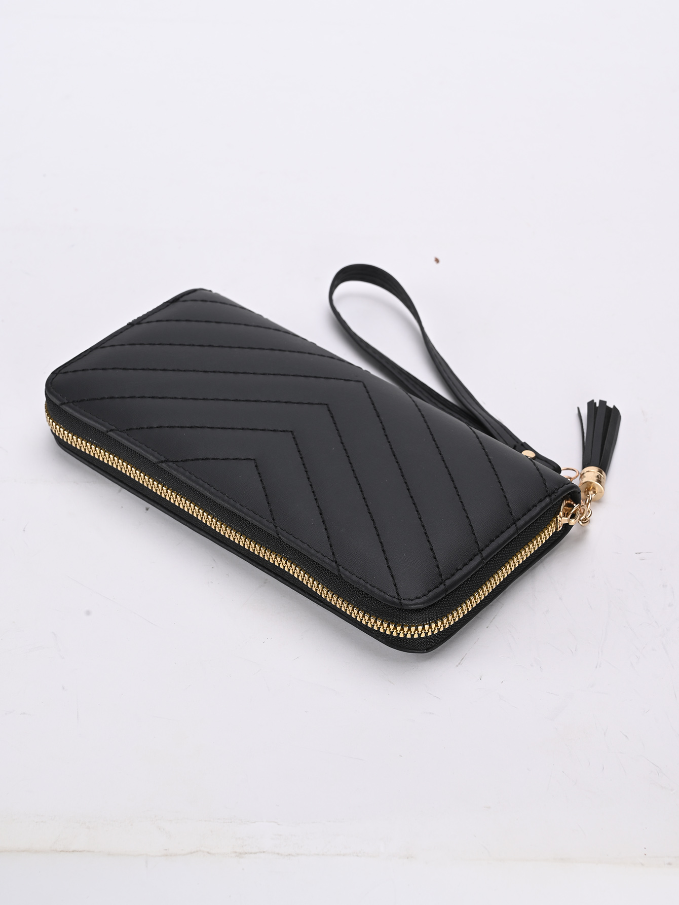 Comércio Exterior Bolsa de embreagem Bolsa de embreagem Carteira móvel feminina Carteira feminina preta com múltiplas ranhuras Carteira feminina com zíper longo