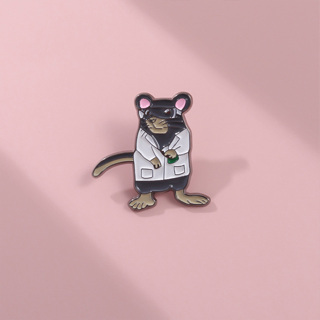 1 Peça Creative Cartoon Laboratory Cartoon Laboratory Mouse Shape Metal Brochura Creative Cute White Coat Mouse Doctor Alloy Badge Adequado para o Uso Diário