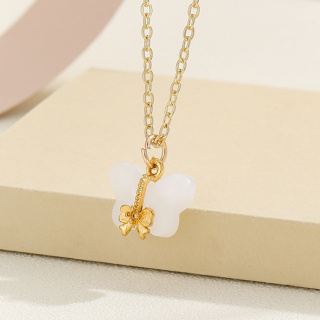 1 Peça Moda Moda Temperamento Antigo Método Antigo Hetian Jade Antigo Método Antigo Hetian Jade Colar de Borboleta de Ouro Inlaid Pendant All-Match Women Desgaste Diário