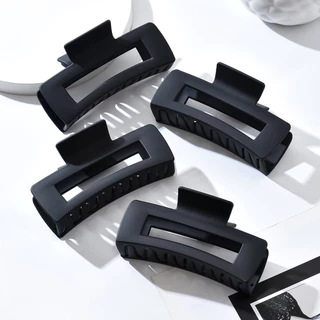 Conjunto de 4 peças Clip de agarramento diário de agarramento diário de agarramento grande preto Clip de agarramento acrílico Clip de agarramento traseiro Clip de cabeça Clip simples de tubarão Adequado para senhoras Clip de Volume de cabelo feminino Fixa