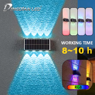 Luz De Parede Solar Externa 8/6/4 LED Refletor RGB Quente À Prova D
