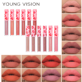 12 Cores Brilho labial vermelho fosco simples e Sexy Brilho labial fosco simples não fácil de tirar o brilho labial fosco