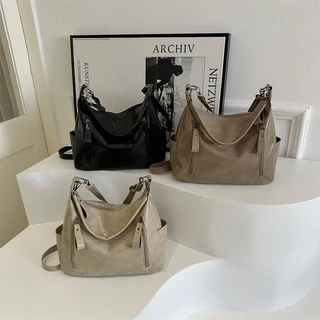 Retro Sólido Cor Sólida Saco Tote de Grande Capacidade Saco de Moda Saco de Ombro Saco Comutador