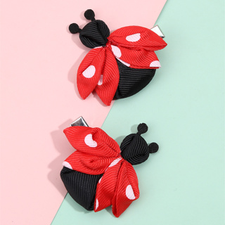 2Pcs Clipes De Cabelo Em Forma De Joaninha Acessórios Laço De Inseto Fofo Para Meninas Vermelhas