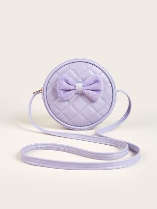 1 peça de garotas com arco quadriculado acolchoado Decoração Nini Round Small Shoulder Bag