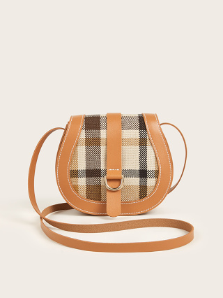 1 Pedaço de Meninas Novo Estilo Checado Pequeno Satchel