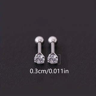 2pcs /pair Moda Moda Brincos de Zircônio de Aço Inoxidável, Homens Mulheres Mesmo Estilo 4 Garras Twist Ball Orelha Roscada Brincos Suaves Jóias, Natação Dorminhoca Pode ser Picked-Free Silver 3mm /4mm /5mm /6mm /7mm /8mm