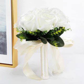 1Pc Bouquets De Casamento Para Noiva Simulação De Dama De Honra Flores De Rosa Artificial Decorativas Mão Segurando Bouquet Falso Decoração