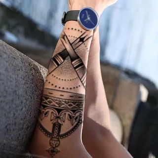 Tatuagem Temporária Falsa de 15 dias de longa duração à prova d'água Não Refletiva Padrão de Machado Tatuagem Temporária