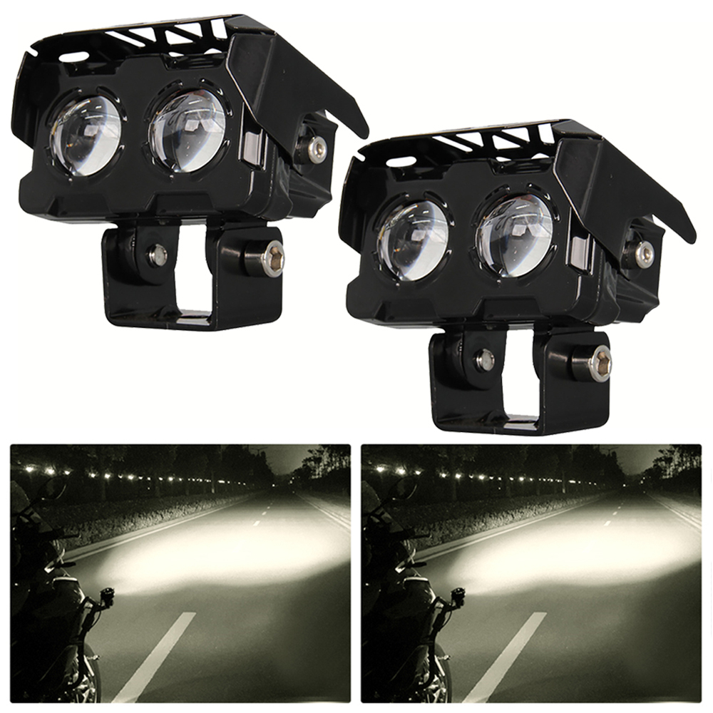 Luz LED Concentrante para Veículos Elétricos de Motocicleta Luz LED de Lente Dupla Scooter Super Brilhante Amarela Branca Luz LED de Dupla Lente Pronta para Motocicleta