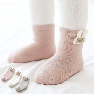 3 Pares Meias De Pelúcia Fofa Coelho Inverno Espessadas E Quentes Piso Infantil