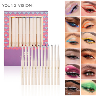 12pcs Canetas para delineador de olhos em Gel em caixa Não é fácil de manchar o delineador de olhos em Gel colorido
