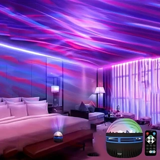 1 peça de decoração Luz de projeção de energia USB multifuncional, Projeção de luz do norte, Luz de projeção de efeito céu estrelado, Projetor de luz noturna com controle remoto Wave 7 Color-Changing, Adequado para sala de estar Quarto, Muito adequado par