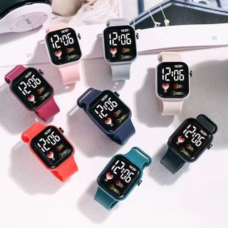 Moda Minimalista Coreana Ultra Fina LED Display Digital Relógio Unissex Preto Verde Rosa Opções
