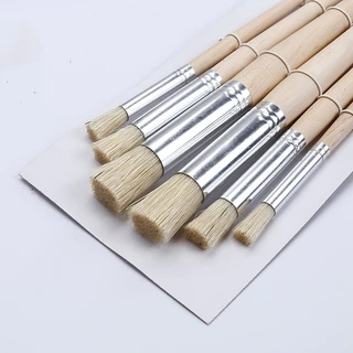 Conjunto De Pincéis Estêncil , 6 Peças , Cerdas De Cabelo , Cabo De Madeira , Perfeito Para Artesanato DIY , Pintura Em