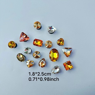 15pcs Champagne Gold Rhinestone Sapatos de praia Saco de praia Decorações de bricolage