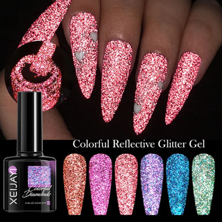 1pc 8ml De Esmalte De Gel Brilhante Refletivo , Holográfico A Laser Com Diamante Cintilante Embebido Em UV LED Para Manicure Doméstica Salão De Arte De Unhas