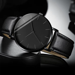 Relógio Masculino Moderno De Quartzo Com Mostrador Fino E Pulseira De Couro Discreto Para Uso Diário