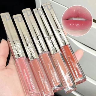 Esmalte Labial De Cabeça Dupla Espelho Hidratante Jelly Lip Fosco Branco Cor nude