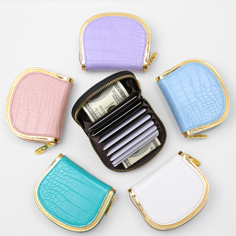 Porta-cartões Fashion Texture Shell Novo Porta-carteiras Mini Porta-carteiras com zíper Porta-carteiras Porta-cartões com bolsa pequena