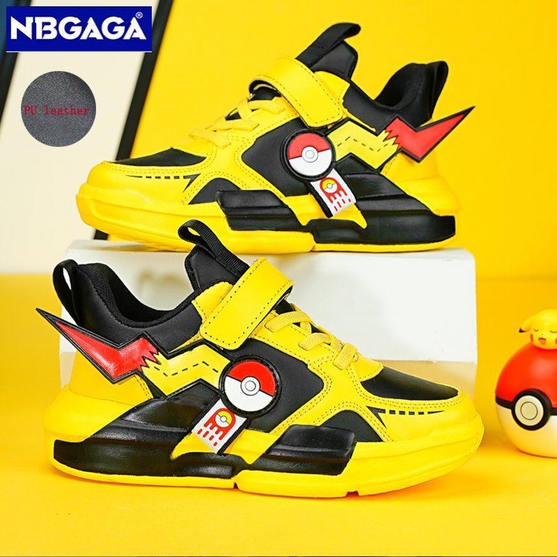 Sapatos De Corrida Kid Shoes Para Meninos Tênis Desenho Pikachu Malha Respirável Caminhada Casual Ao Ar Livre Leve Tamanho 29-38