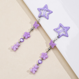 2Pcs Doces Garotas BB Clips Star Hairpins Com Borlas Longas De Borboleta De Flor De Urso