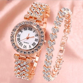 Relógio De Moda Feminino Rhinestone Roma Relógios De Quartzo Pulso De Banda De Aço Inoxidável