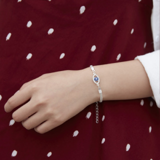 2024 Novo Estilo Moda Moda Simples Olhos Azuis Pulseira Geométrica Única Pulseira Geométrica