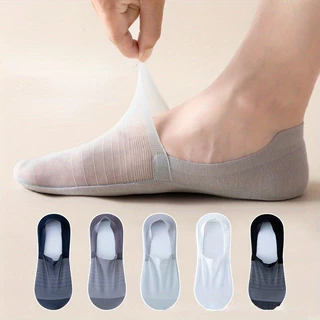 3 Pares/Pacote Aleatório De Meias De Verão Masculinas De silicone Antiderrapante ultra-Fino De Malha Invisível Para Esportivas Ao Ar Livre