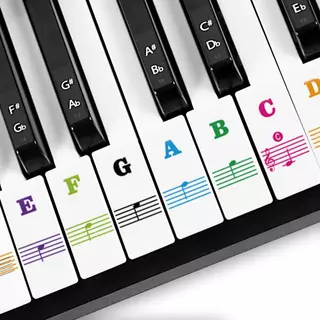 Adesivos De Teclado De Piano Para 88 Teclas , Removíveis Transparentes Coloridos Crianças Iniciantes