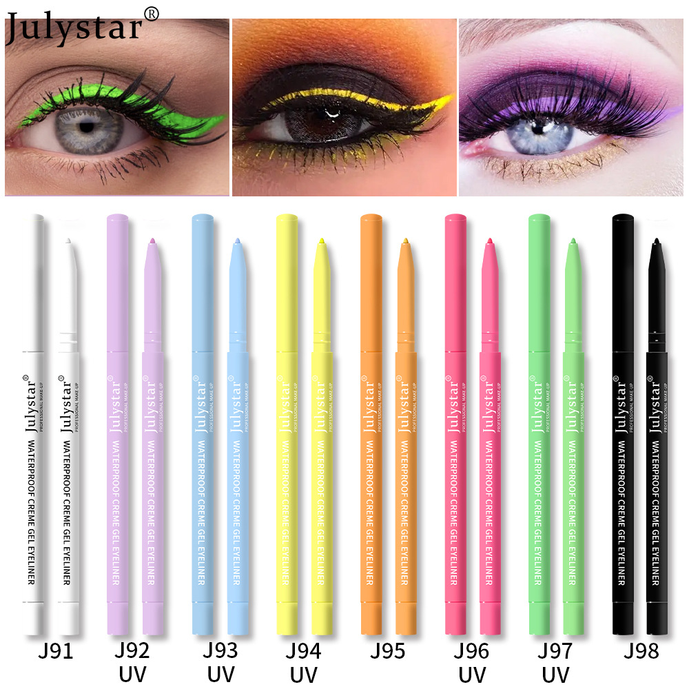 Lápis Delineador De Olhos Julystar Cor Fluorescente UV Em Gel À Prova D'água D'água Pérola Não Mancha Maquiagem De Beleza Trans