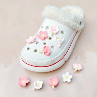 10pcs Beautiful Cherry Blossom Sapatos de Buraco de Cerejeira Destacáveis Sapatos de Buraco de Praia Acessórios de Embalagem Presente de Menina