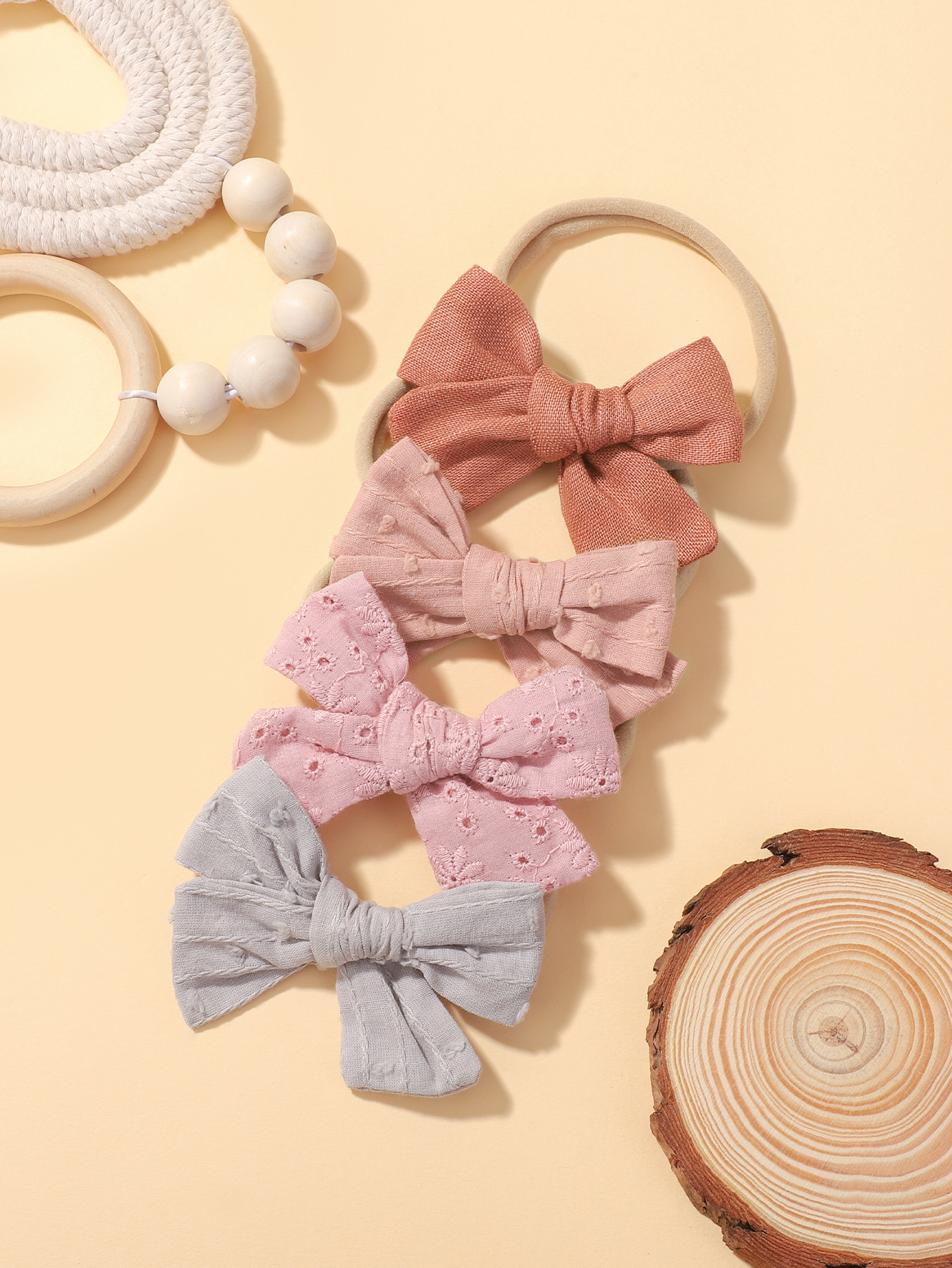 4Pcs/Set Baby Headband Nylon Infants Toddlers Faixa Elástica Para O Cabelo Recém-Nascido Princesa Bowknot Cute Hair Accessories Wholesale