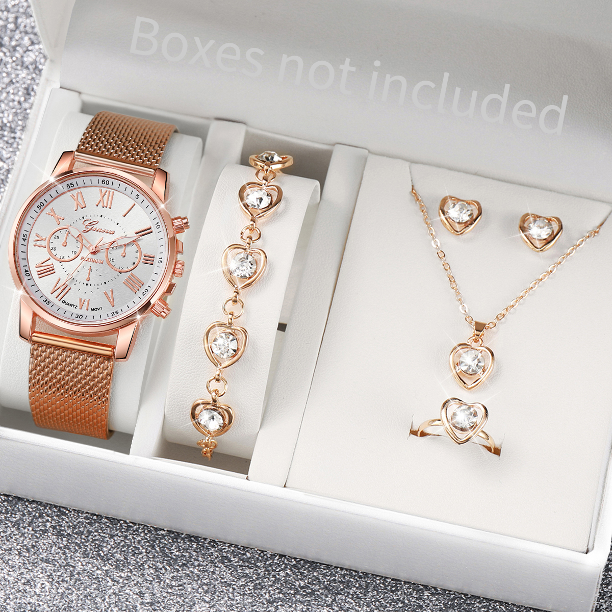 Relógio de Senhoras Relógio de Genebra Relógio de Moda Pulseira de Quartzo Pulseira de Quartzo Conjunto de Jóias de Coração de Diamante