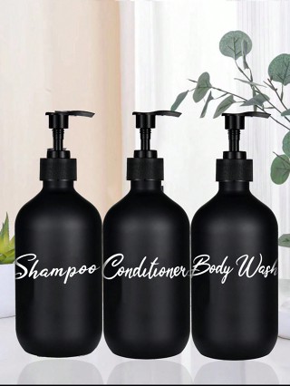 Frasco de chuveiro de banho 3pcs Letra impressa Conjunto de três peças de sabonete branco Sub-garrafas de sabonete Shampoo /Shower Gel /Conditioner